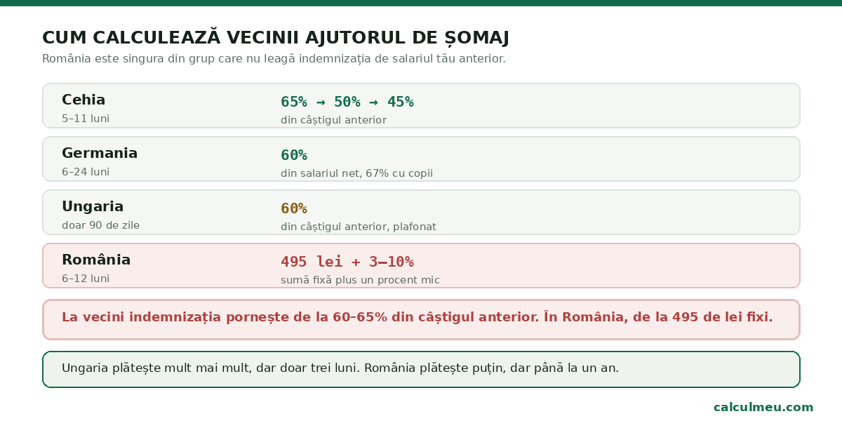 România este singura din grup care nu leagă indemnizația de salariul anterior.
