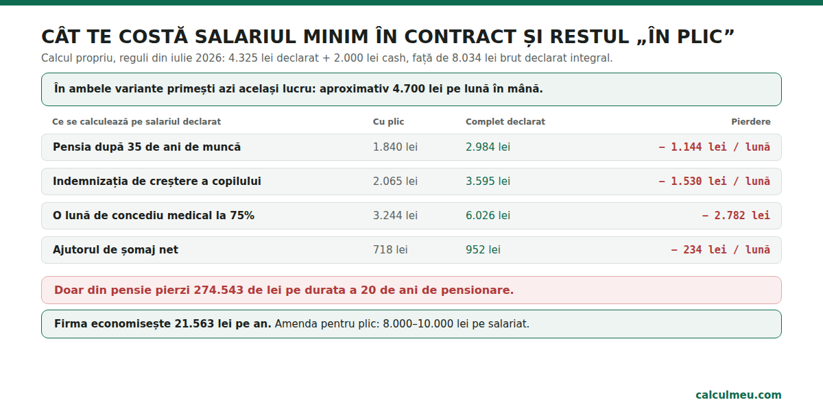 Aceiași 4.700 de lei în mână azi, patru drepturi calculate pe o bază aproape de două ori mai mică.