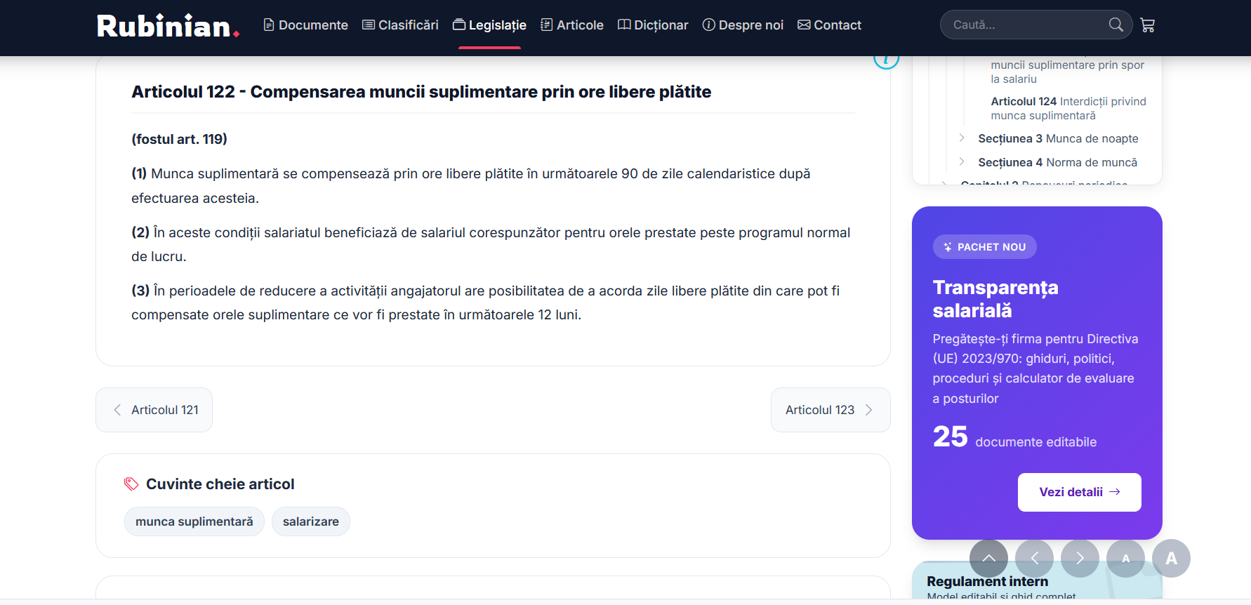 Sursă: Codul muncii, art. 122, text actualizat — rubinian.com.
