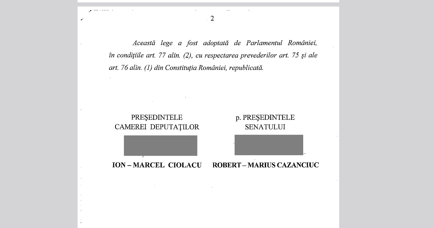 Sursă: aceeași lege — pagina cu promulgarea, senat.ro.